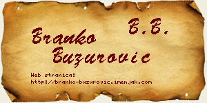 Branko Buzurović vizit kartica